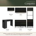 Ver mais imagens de Cozinha Completa Florença 8 Portas 1 Gaveta MDP 252cm Preta Multimóveis