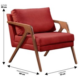 Kit 02 Poltronas Decorativas Madeira Maciça Luxo Itália - Zahav Estofados:Suede Vermelho - 2