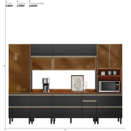 Cozinha Completa 310cm X 218,5cm Aéreo Rft Pnl e Crt 6 Peças Proença - 3