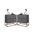 Ver imagem 1 de Kit 2 Mesa de Cabeceira Alta Cinza com Base de Ferro Eros 45:cinzacobre