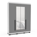 Ver imagem 2 de Roupeiro Solteiro Madri 4 Portas com Espelho 161x214cm Cinza/Branco 250828
