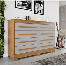 Cômoda Califórnia 8 Gavetas 100% Mdf Cinamomo/off - Benetil - 1