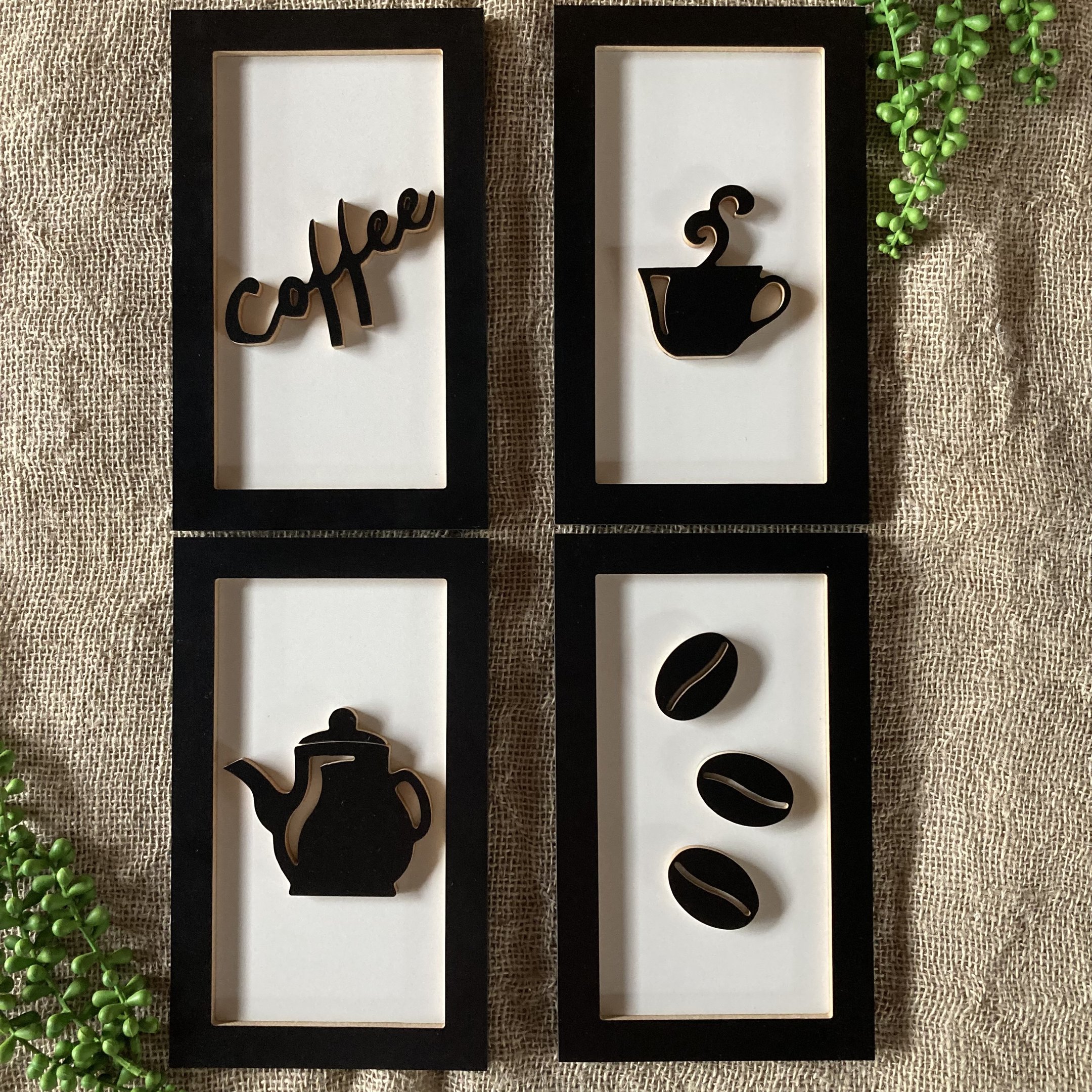 Quadros decorativos café padaria cozinha copa moldura relevo:Preto e branco