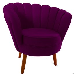 Poltrona Cadeira Decorativa Pétala Floral Pés Palito de Madeira, Sala Esmaltaria Salão Escritório - 1