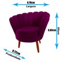 Ver imagem 2 de Poltrona Cadeira Decorativa Pétala Floral Pés Palito de Madeira, Sala Esmaltaria Salão Escritório