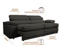 Ver imagem 2 de Sofá Niko 2,50m com Molas Retrátil Reclinável Velosuede - Netsofas - Chumbo