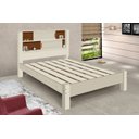 Ver imagem 2 de Cama Casal Com Nichos C/ Portas -Veneza 100% Mdf + Colchão Casal 1,38x1,88 Off-White/Canela