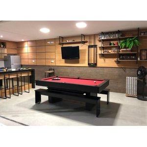Mesa de Sinuca e Jantar com 2 Bancos - 2,20x1,20 - Bordo