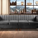 Ver imagem 1 de Sofá 4 Lugares Decoração Retrô Clássico Realeza Chesterfield Cinza