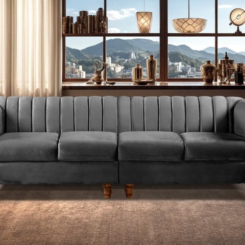 Sofá 4 Lugares Decoração Retrô Clássico Realeza Chesterfield
