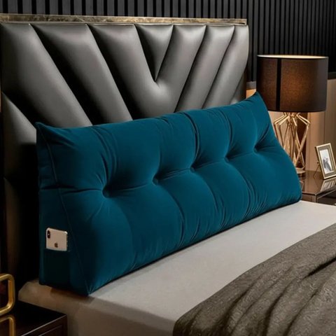 Almofada Decorativa Mel Casal 140cm Suede:Azul-Marinho/Liso