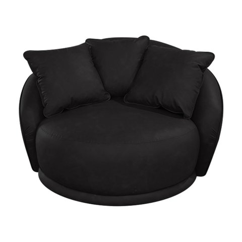 Poltrona Giratória 122cm Mercy Courino Preto - Sallar Home
