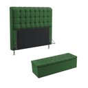 Ver imagem 1 de Kit Cabeceira Estofada Para Cama Box Rana 195 Para Cama King e Calçadeira Sagitarius Sued Verde Arad