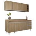 Ver imagem 1 de Armário Cozinha e Balcão com Tampo 180cm Dallas Castanho - Lumil