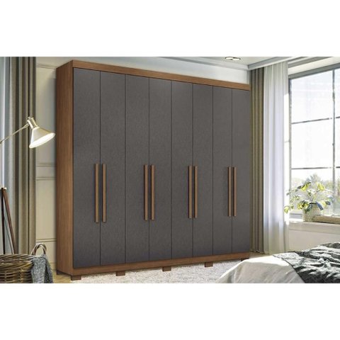 Guarda Roupa 8 Portas e 4 Gavetas C/ Pés Master New 8.4 Jatobá/grafite - Santos Andirá