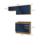 Ver imagem 3 de Armário de Cozinha Compacta 3 Gavetas 100% Mdf 200cm Nogueira/azul Profundo Celeste Kappesberg