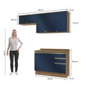 Ver imagem 4 de Armário de Cozinha Compacta 3 Gavetas 100% Mdf 200cm Nogueira/azul Profundo Celeste Kappesberg