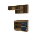 Ver imagem 5 de Armário de Cozinha Compacta 3 Gavetas 100% Mdf 200cm Nogueira/azul Profundo Celeste Kappesberg