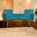 Ver imagem 2 de Kit 8 Poltronas Decorativas para Sala Mari Suede Cores Pé Palito Castanho