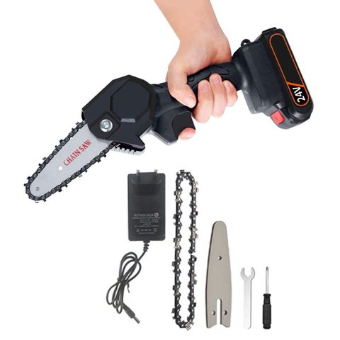 Mini Motoserra Eletrica de Mao sem Fio Portatil 600W 24V Corta Bambu Madeira Lenha Galhos Jardim