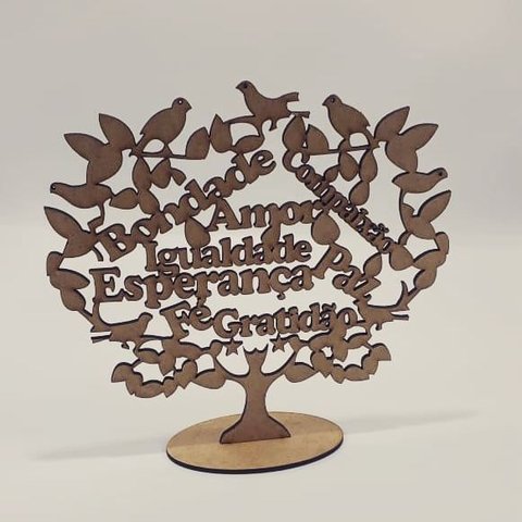 Arvore com Palavras em Mdf Cru com Base- Kit com 10un