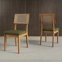 Ver imagem 1 de Kit 2 Cadeiras Estofadas Mdf C/ Tela Freijó/verde Ca35