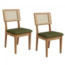 Ver imagem 2 de Kit 2 Cadeiras Estofadas Mdf C/ Tela Freijó/verde Ca35