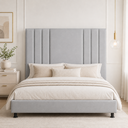 Ver imagem 1 de Cabeceira 140 cm Linho Casal Frame Estofada Cama Box Moderna:Cinza Claro