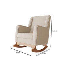 Poltrona Amamentação Aquila Balanço Com Puff Linho bege  Ideal Moveis - 5