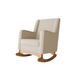 Poltrona Amamentação Aquila Balanço Com Puff Linho bege  Ideal Moveis - 4