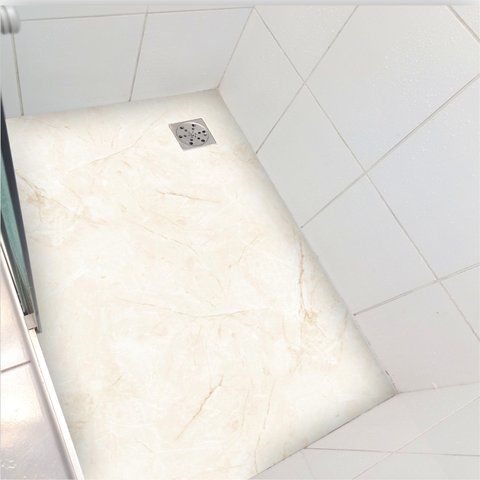 Piso vinil adesivo pra box mármore bege claro antiderrapante - 1,20 x 0,97 metros