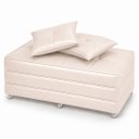 Ver imagem 1 de Puff Cama Casal Dobravel 130cm com Rodizios e Almofada Cor: Corissimo Pérola