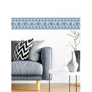 Faixa Decorativa Adesiva (autocolante) - Bordado Azul