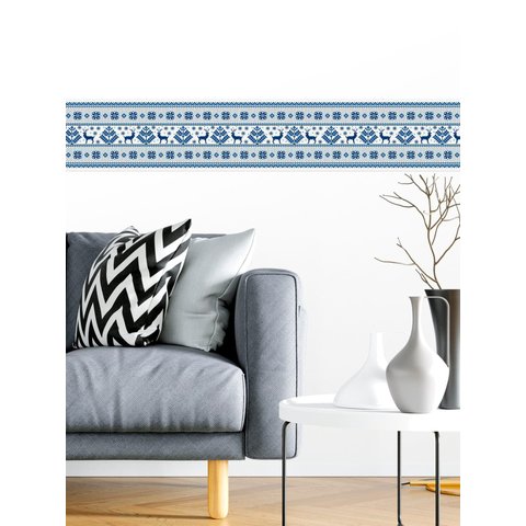 Faixa Decorativa Adesiva (autocolante) - Bordado Azul