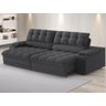 Sofá com Porta Copos e Carregador Usb Ret Rec Luke 2,50m Linho Soft Grafite - Netsofas - 1