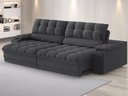 Ver imagem 1 de Sofá com Porta Copos e Carregador Usb Ret Rec Luke 2,50m Linho Soft Grafite - Netsofas