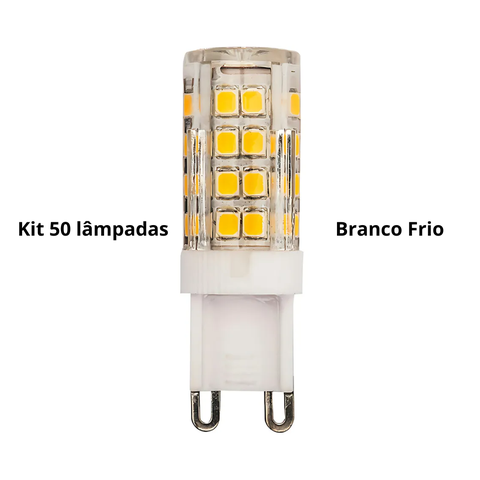Kit 50 Lâmpadas Led G9 Halopim 5w Bivolt Branco Frio 6500k