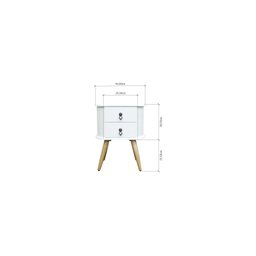 Mesa de Cabeceira 2 Gavetas Retrô Madeira Maçica Pés Palitos:branco - 2