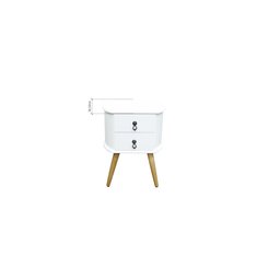 Mesa de Cabeceira 2 Gavetas Retrô Madeira Maçica Pés Palitos:branco - 3