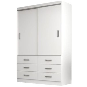 Guarda Roupa Veneza Solteiro 2 Portas 6 Gavetas Evidencia Cor Branco