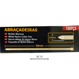 Abraçadeira Nylon Enforca 2,5 X 80mm Kit C/ 100 Lacre Plástico Fixadoro Fita Hellerman 8cm Branca - 4