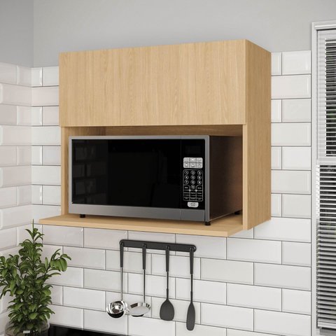 Armário Aéreo Planejado Microondas 70cm Nara CabeCasa MadeiraOriginals Marrom/Avena