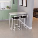 Ver imagem 2 de Bancada Cozinha Balcão Gourmet Branco 2 Banquetas Estofado Br
