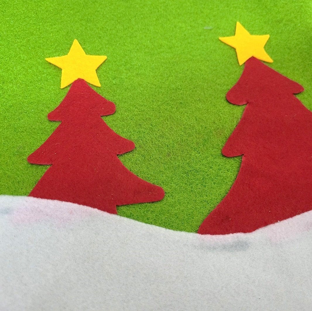 Saia para Árvore de Natal Decorada Vermelho e Verde Luxo Papai Noel Tricot Funny 90cm - Magizi - 3