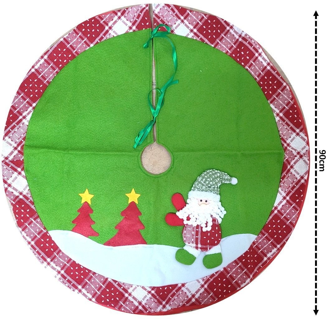 Saia para Árvore de Natal Decorada Vermelho e Verde Luxo Papai Noel Tricot Funny 90cm - Magizi - 2