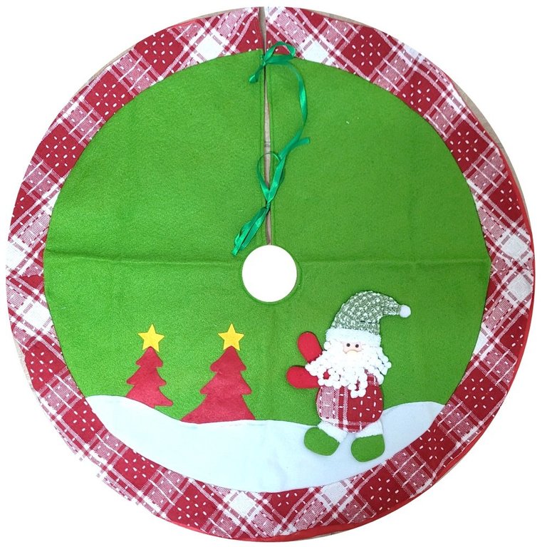 Saia para Árvore de Natal Decorada Vermelho e Verde Luxo Papai Noel Tricot Funny 90cm - Magizi