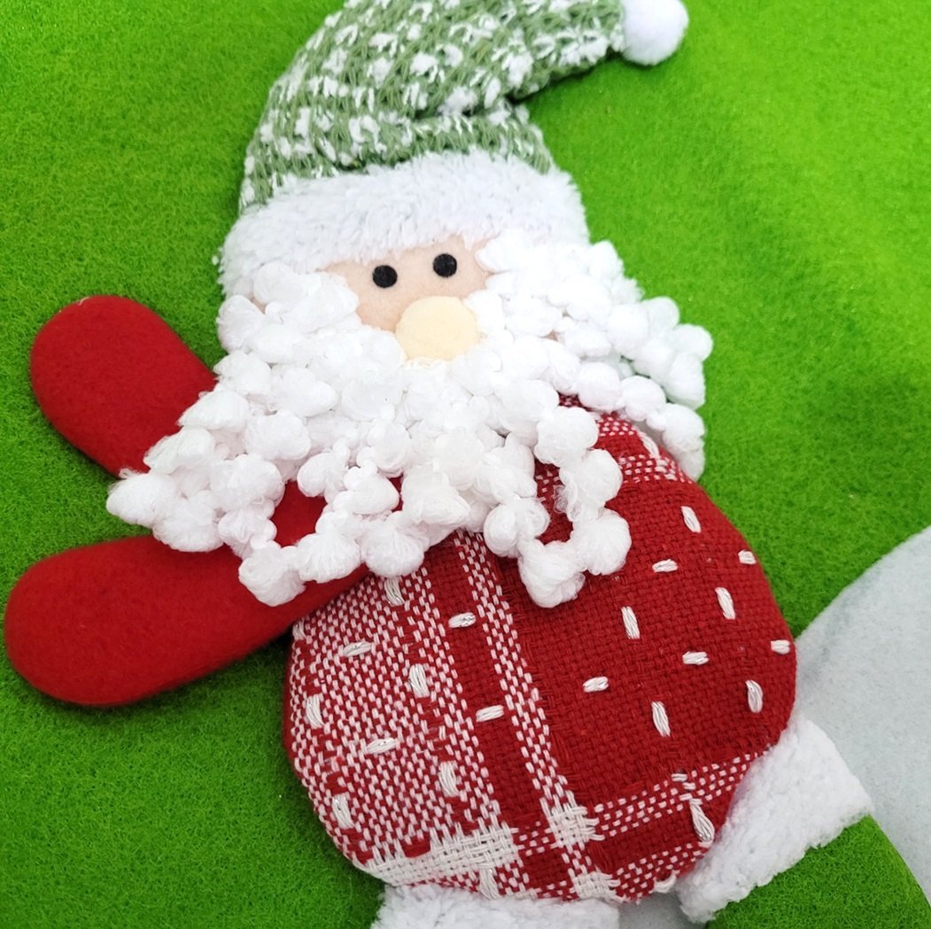 Saia para Árvore de Natal Decorada Vermelho e Verde Luxo Papai Noel Tricot Funny 90cm - Magizi - 4