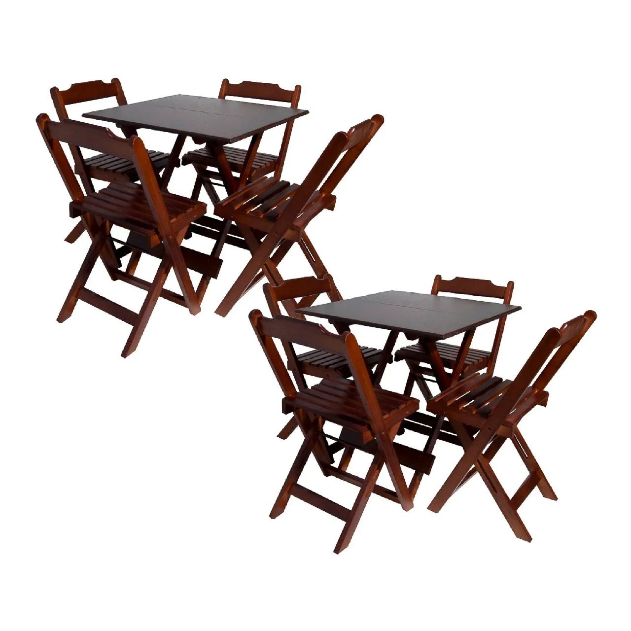 Kit com 2 Conjuntos de Jogo de Mesa 70x70 com 4 Cadeiras Dobráveis - Dg Móveis:imbuia
