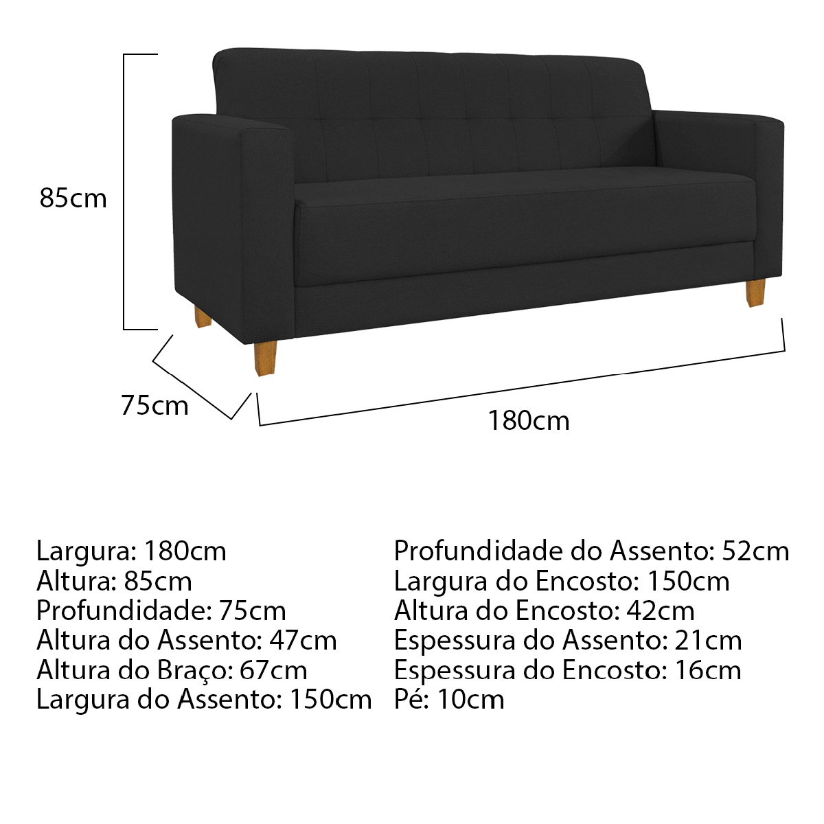 Sofá 2 Lugares 180cm Corino Dallas  - 3