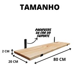 Prateleira Industrial Mão Francesa Madeira Pinus Maciça 80CM:NATURAL - 2
